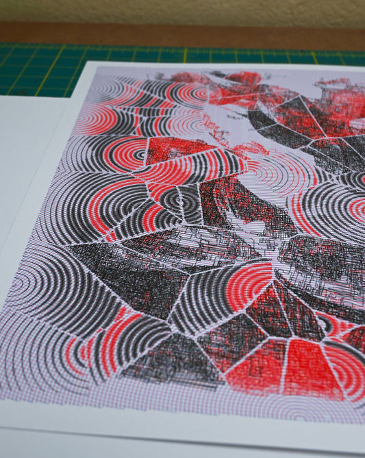 The Gathering of Tides | Pen plotter art | 12" x 16"