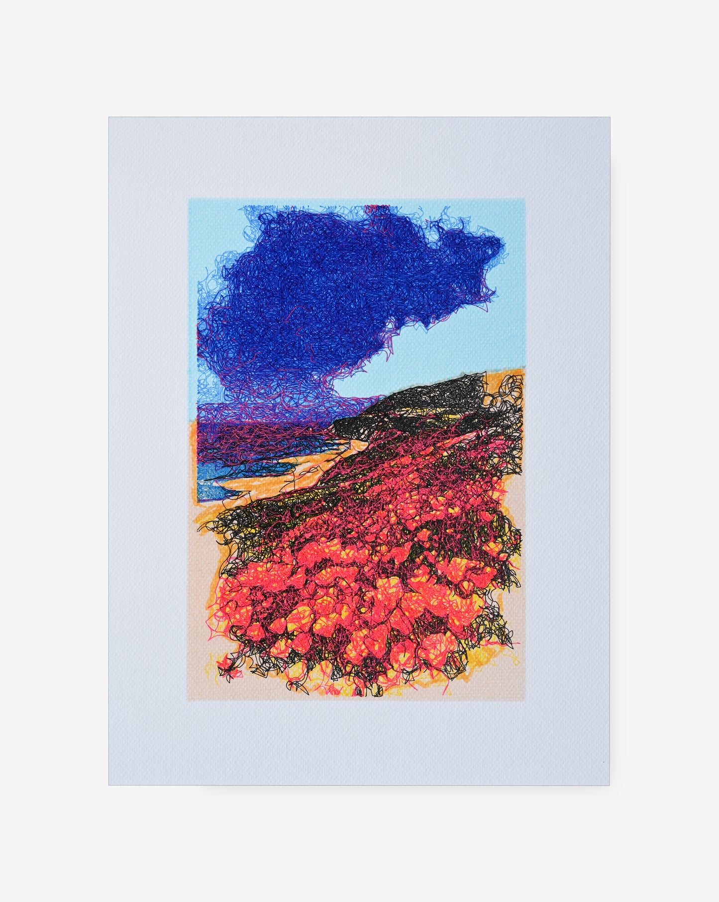 Pen plotter art drawing of abstract bay flowers – handmade generative art prints
