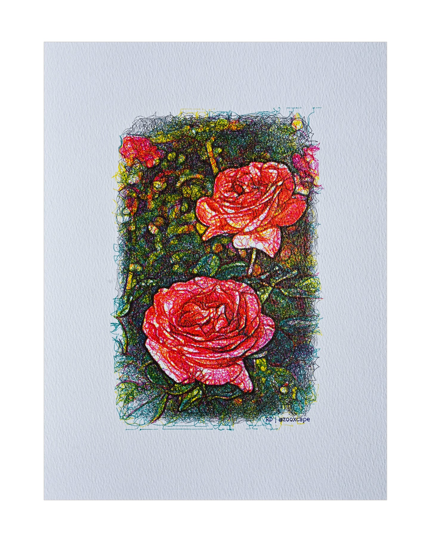 Floral Impression 6 | Pen plotter art | 9" x 12"