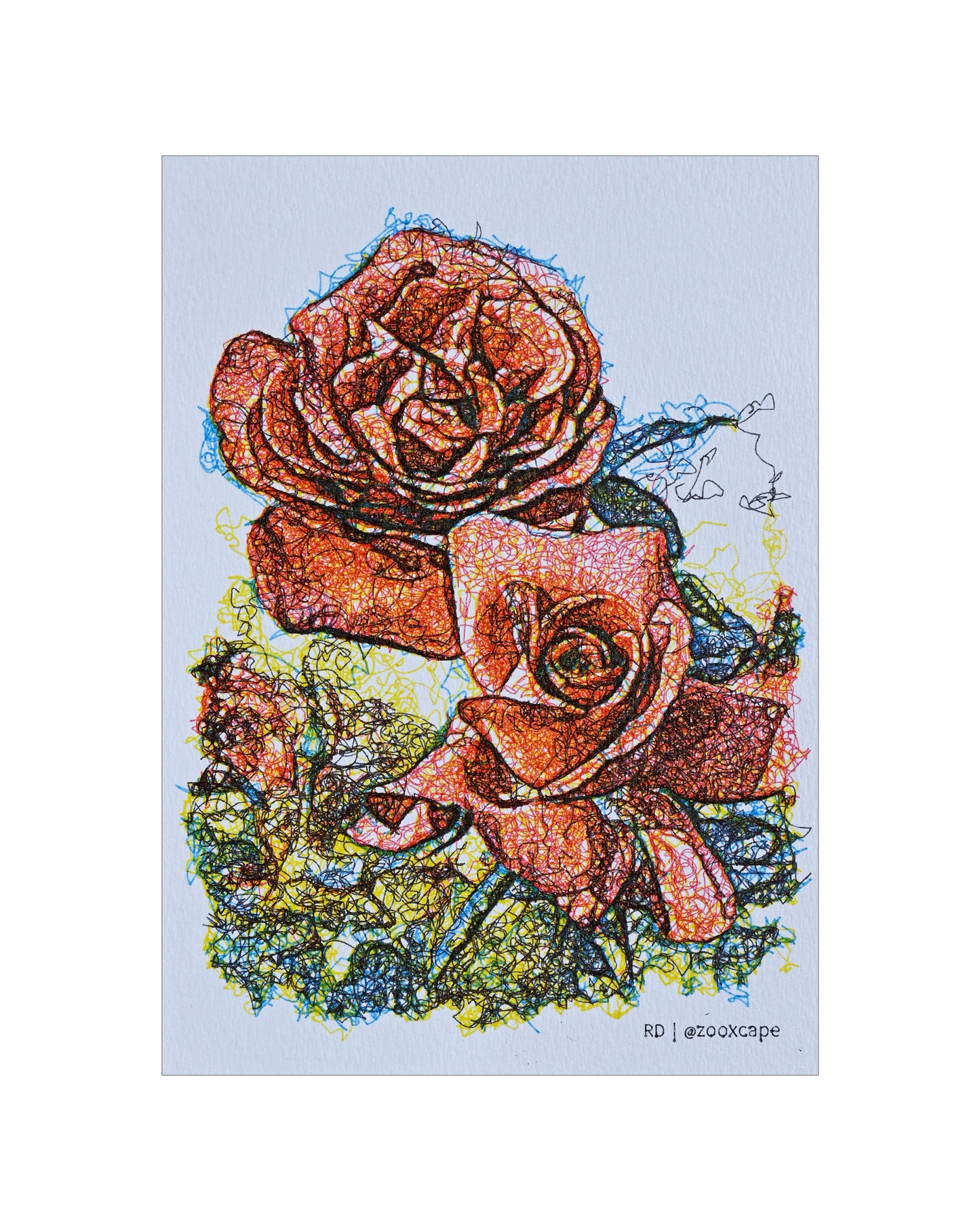 Flowers in Bloom 1 | Pen Plotter Art | 5" x 7"