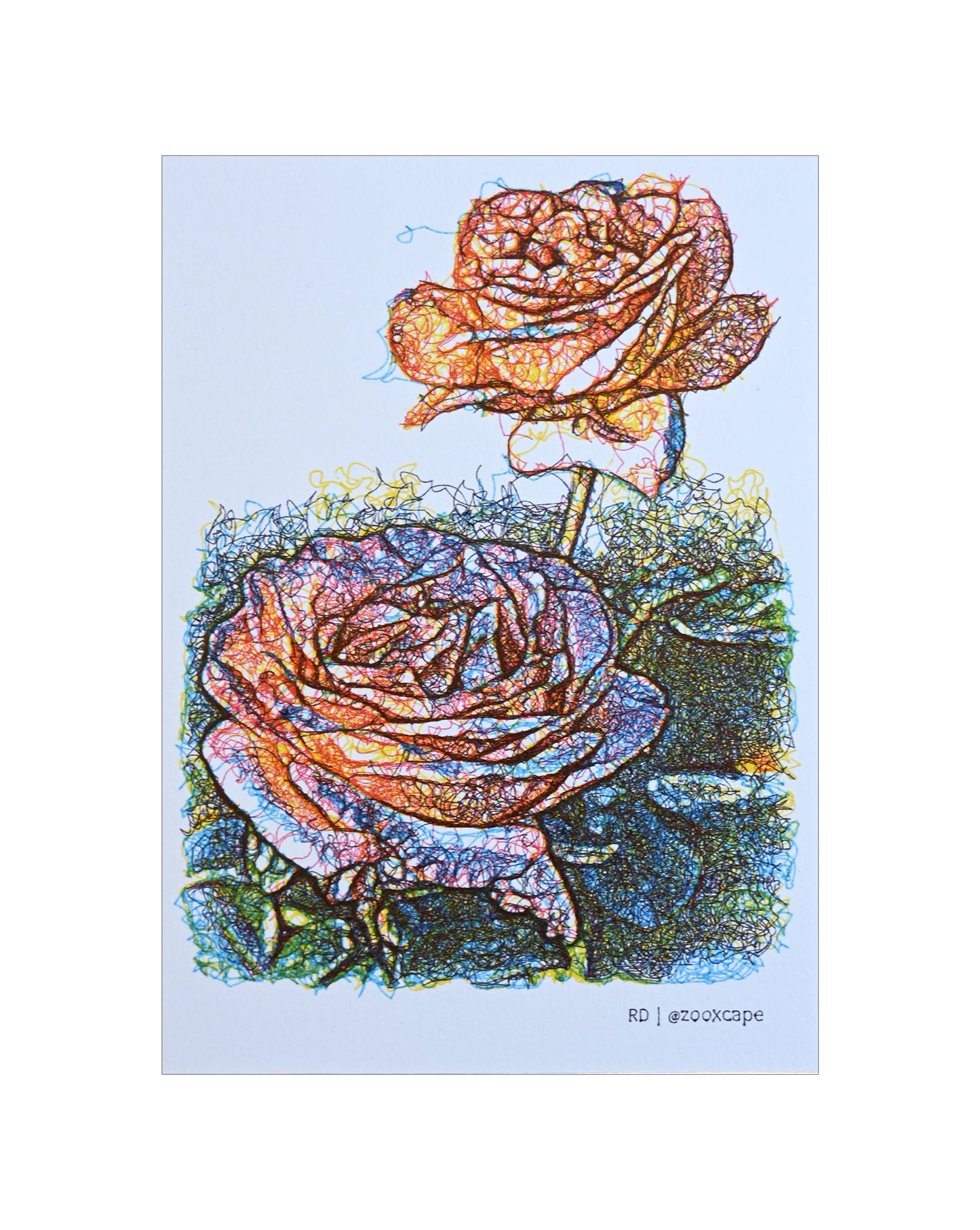 Flowers in Bloom 12 | Pen plotter art art | 5" x 7"