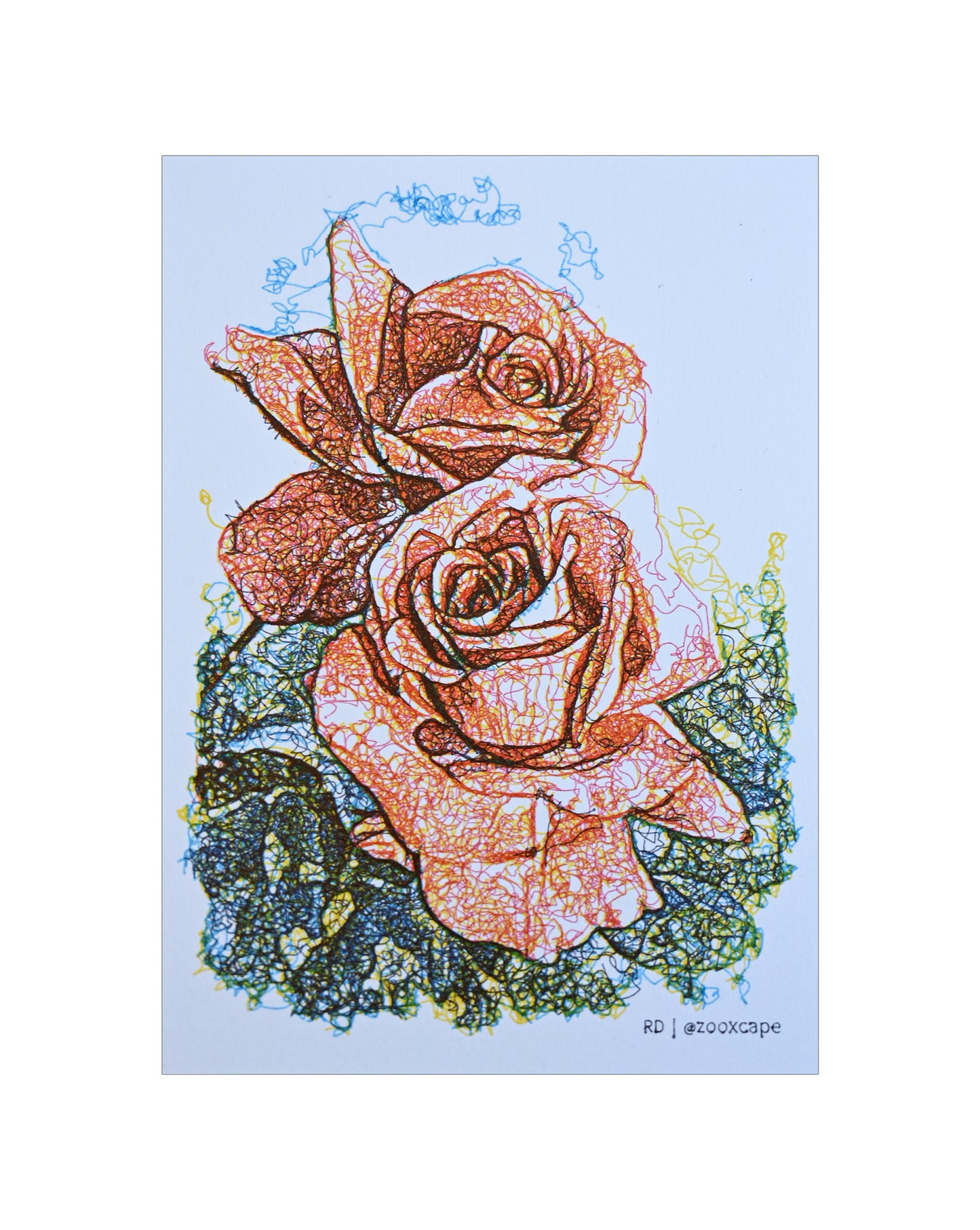 Flowers in Bloom 13 | Pen plotter art | 5" x 7"
