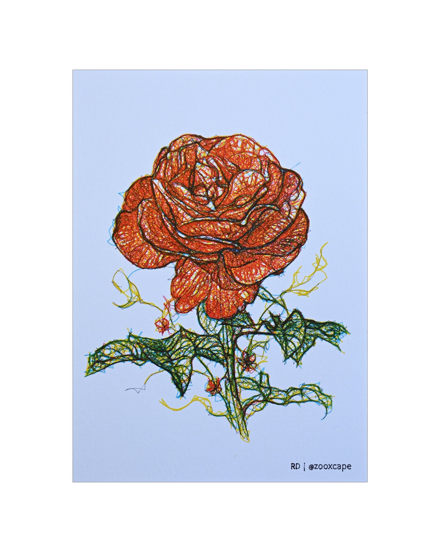 Flowers in Bloom 24 | Pen plotter art | 5" x 7"