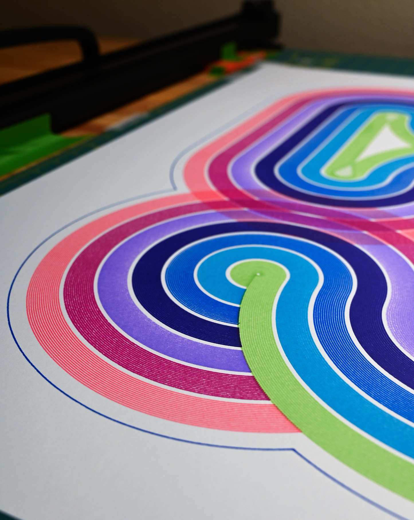 Generative art pen plotter line art featuring curved geometric pen plotter art, generative art prints, algorithmic art