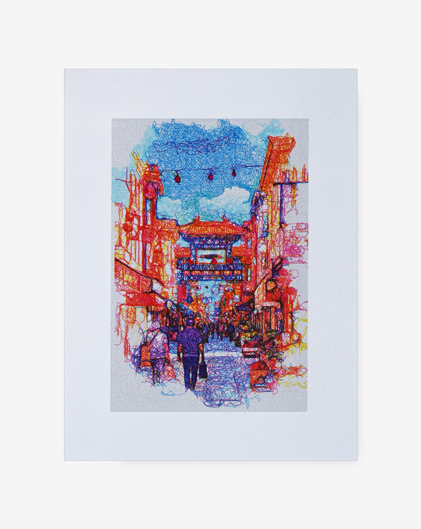 Geometric pen plotter drawing inspired by glowing lanterns – modern generative art print- pen plotter art, generative art prints,