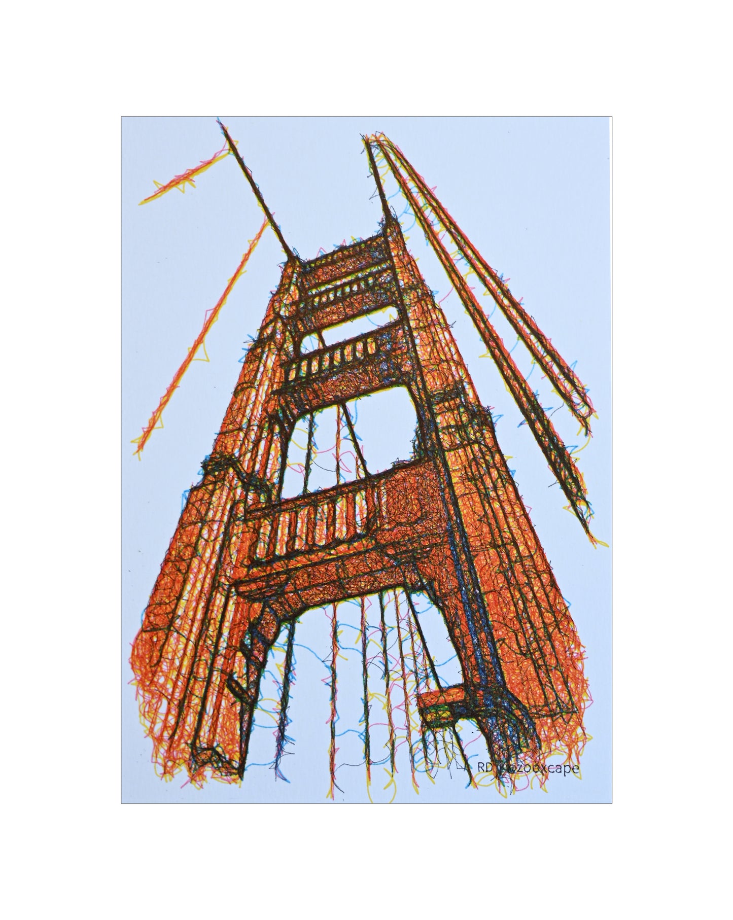 Golden Gate SF 3 | Algorithmic art | 5" x 7"
