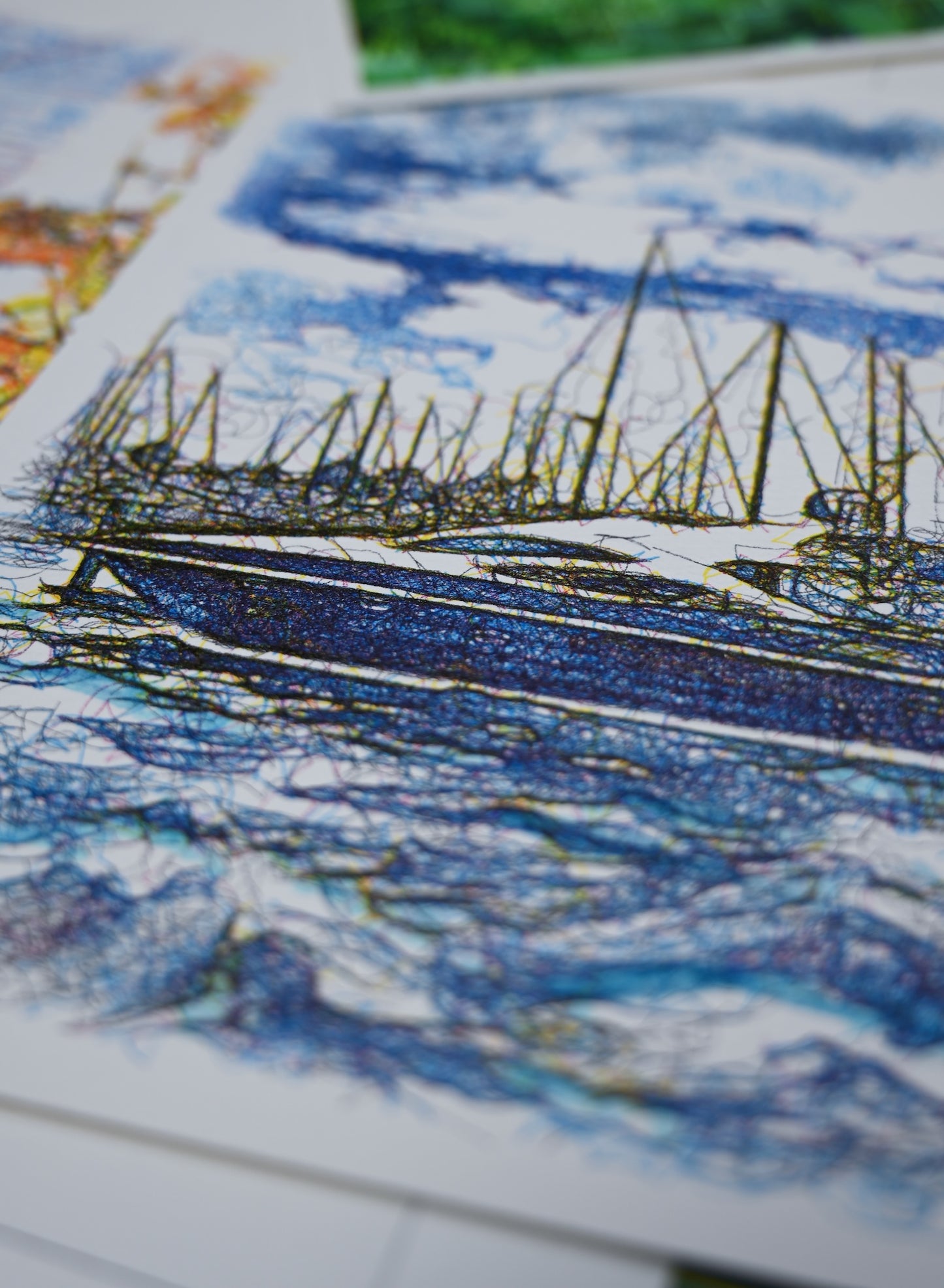 Sailboat Harbor Scene | Generative art | 8"x10"