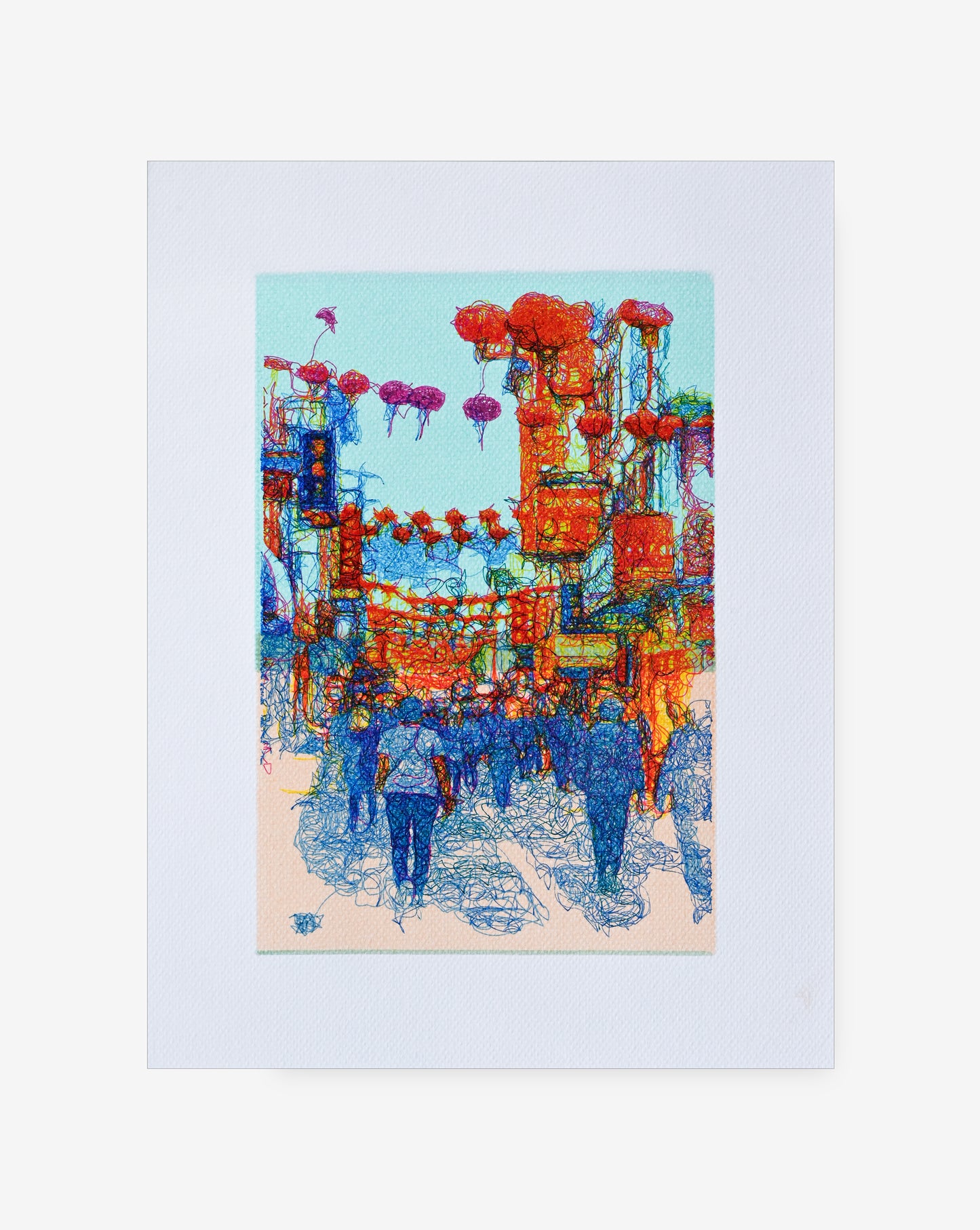 Pen plotter art inspired by hanging lanterns – handmade generative artwork-generative art prints, algorithmic art