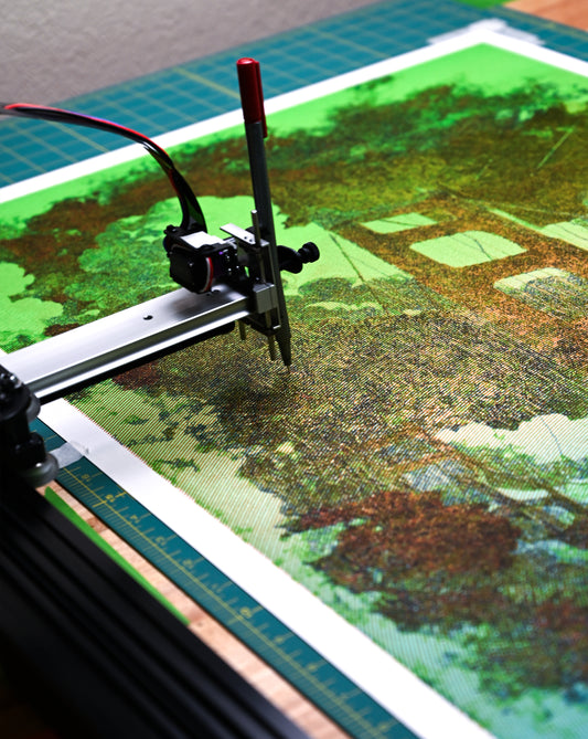 Pen plotter drawing of Golden Gate Bridge – minimalist generative artwork- Plotter- pen plotter art, generative art prints, algorithmic art