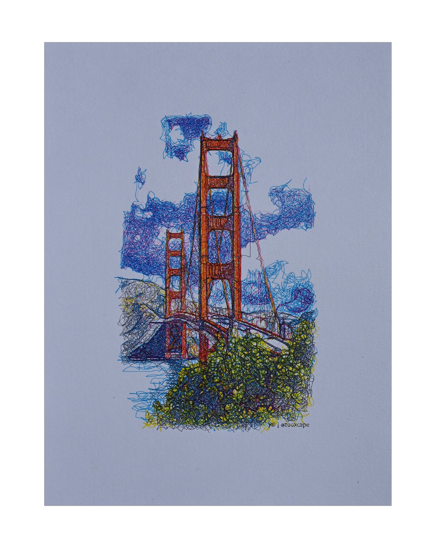 The Golden Gate 2 | Pen plotter art | 9" x 12"