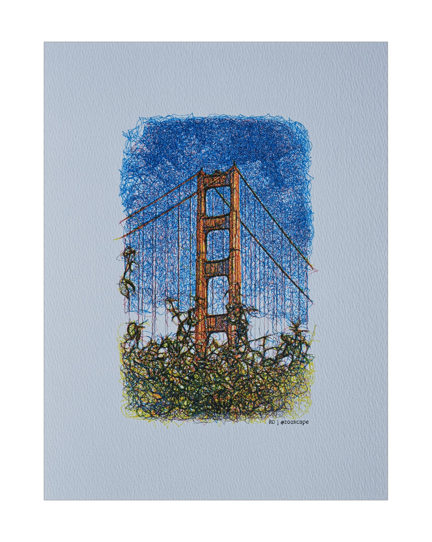 The Golden Gate 3 | Pen plotter art | 9" x 12"