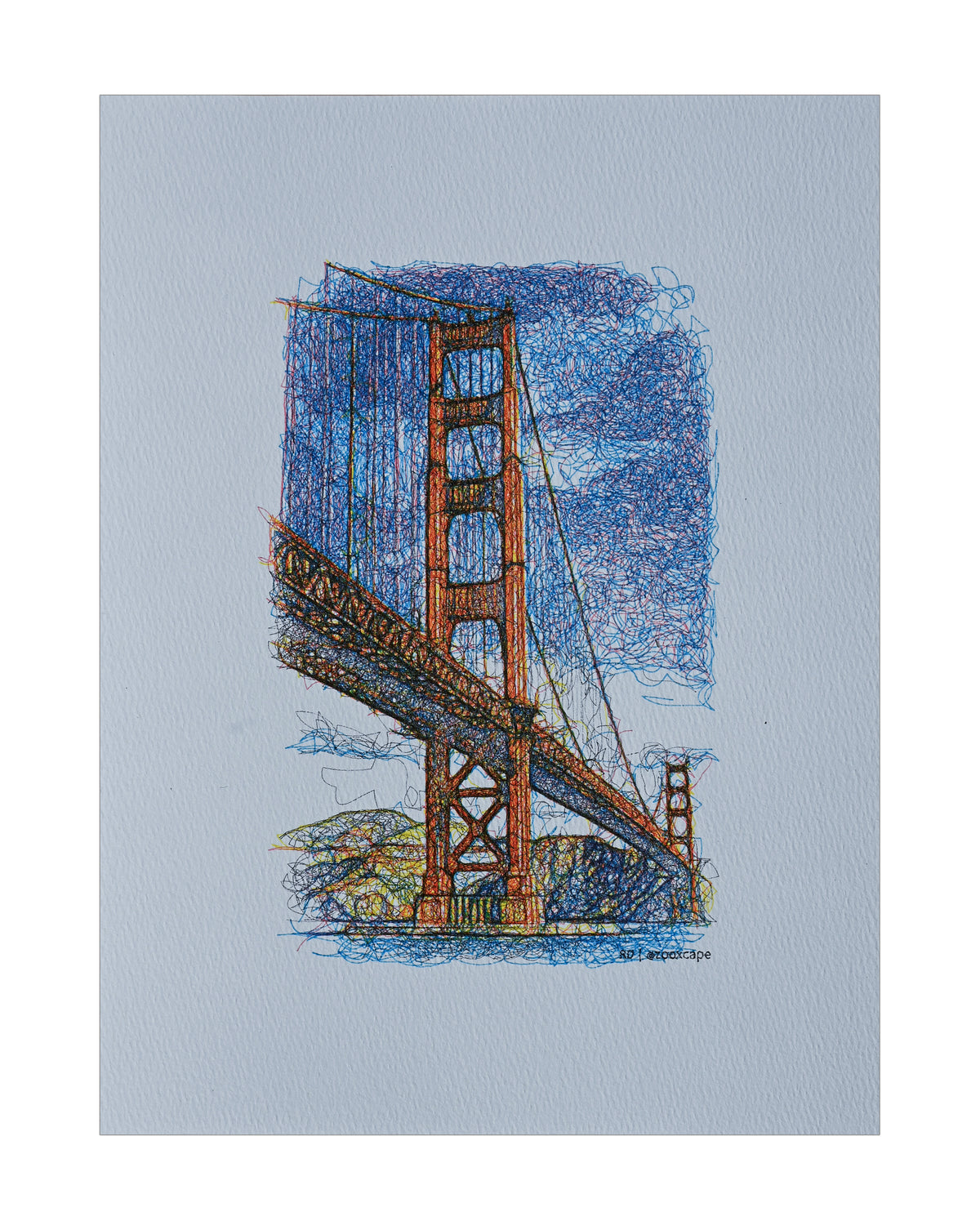 The Golden Gate 4 | Pen plotter art | 9" x 12"