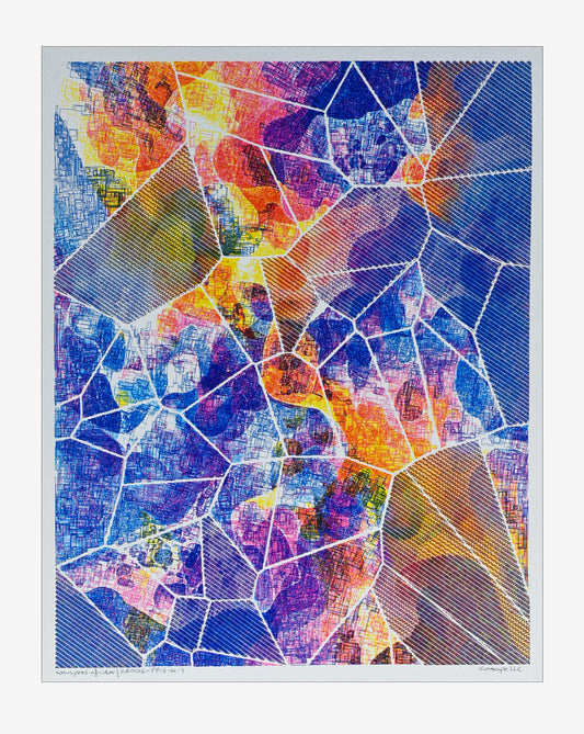 Whispers of Color | Pen Plotter Art | 16" x 20"