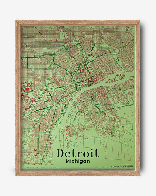 Detroit - 1 | Map 16" x 20"