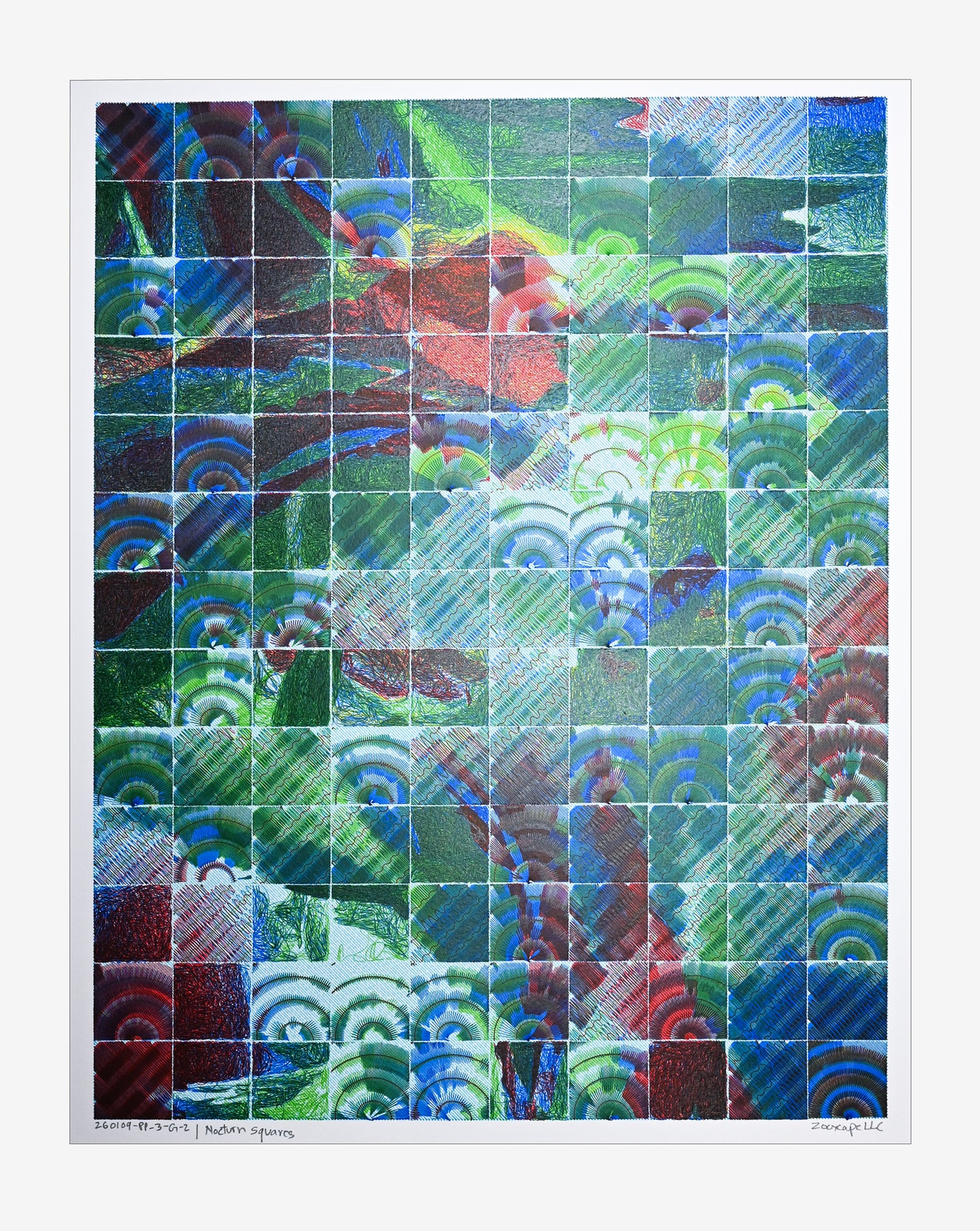 Nocturn squares | Pen Plotter Art | 16" x 20"