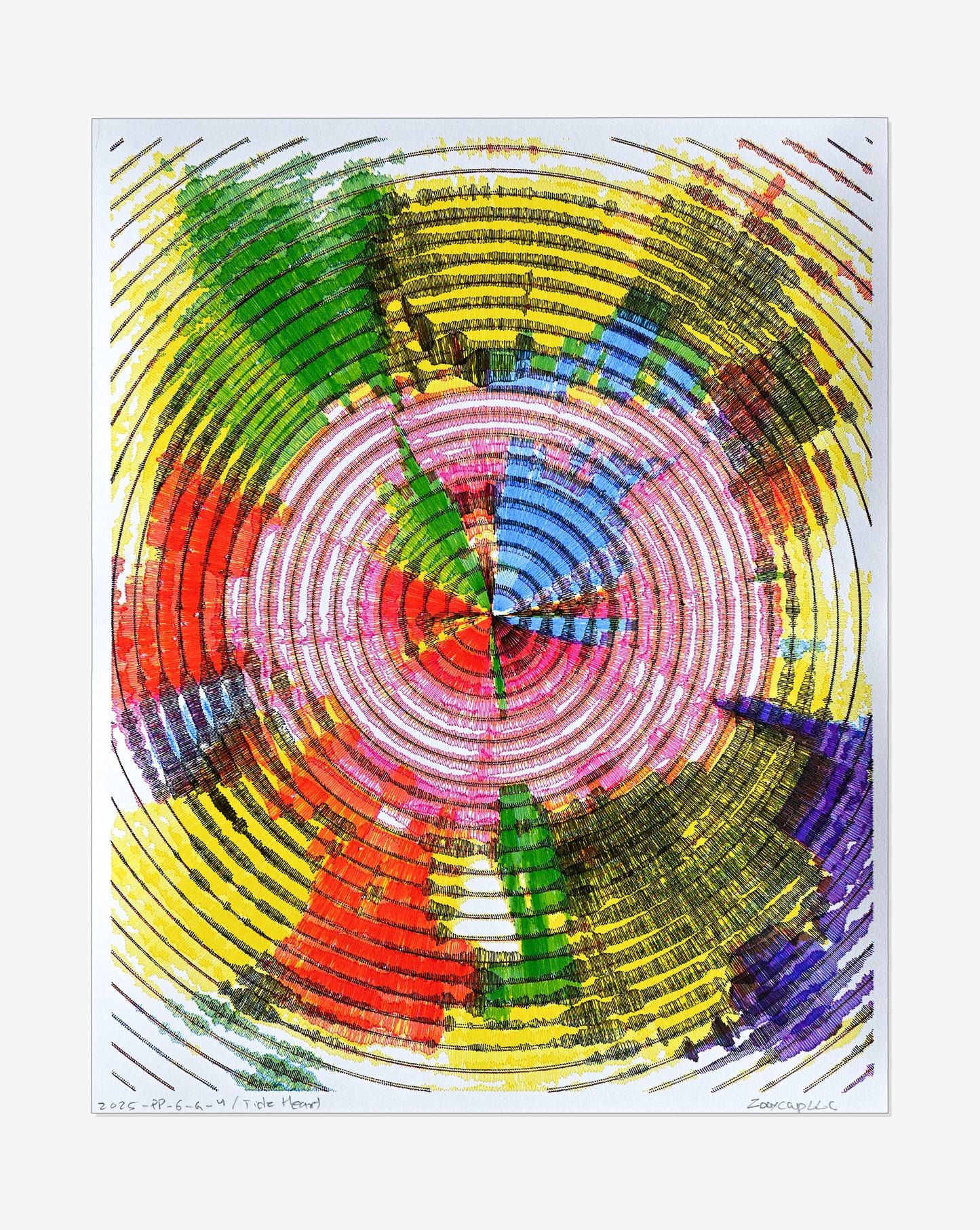 Tide heart | Algorithmic art | 11" x 14"