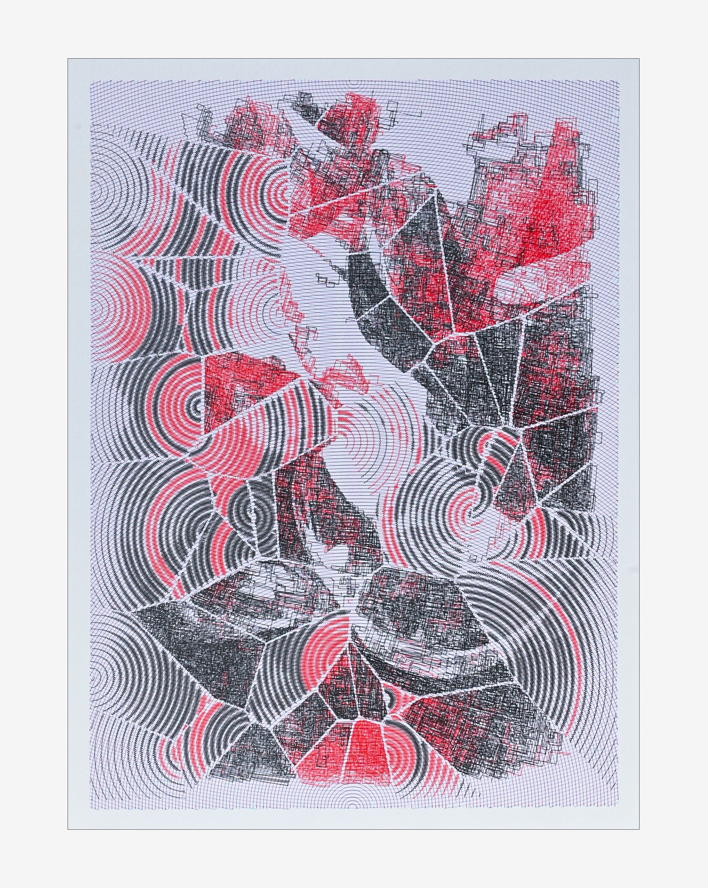The Gathering of Tides | Pen plotter art | 12" x 16"