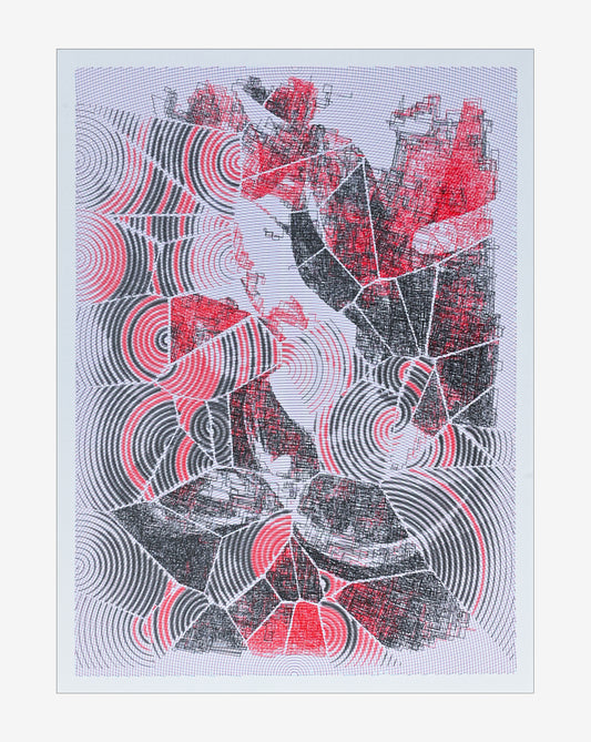 The Gathering of Tides | Pen plotter art | 12" x 16"