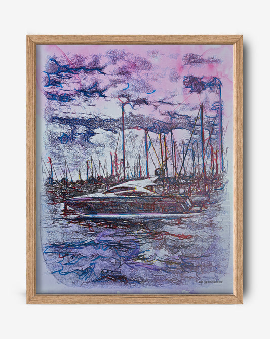 Harbor Scene Cal | 16"x20" | Canvas art
