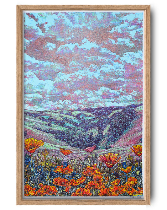 Trail view and poppy | 16" x 24"