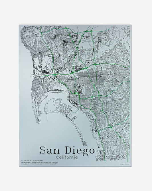 San Diego - 2 | Map 16" x 20"