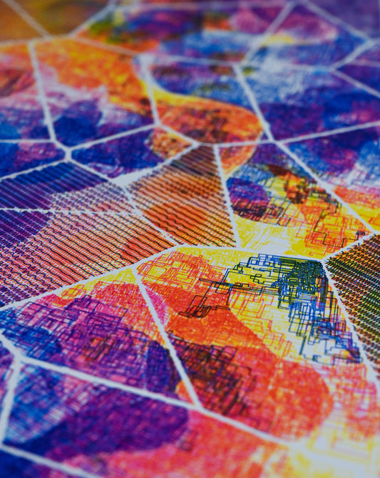 Whispers of Color | Pen Plotter Art | 16" x 20"