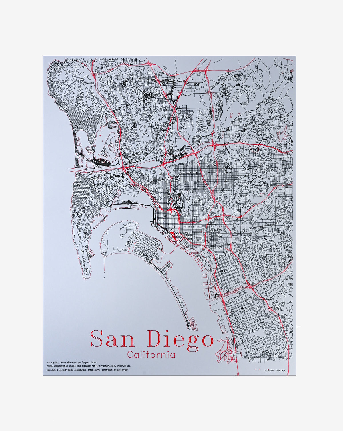 San Diego - 1 | Map 16" x 20"