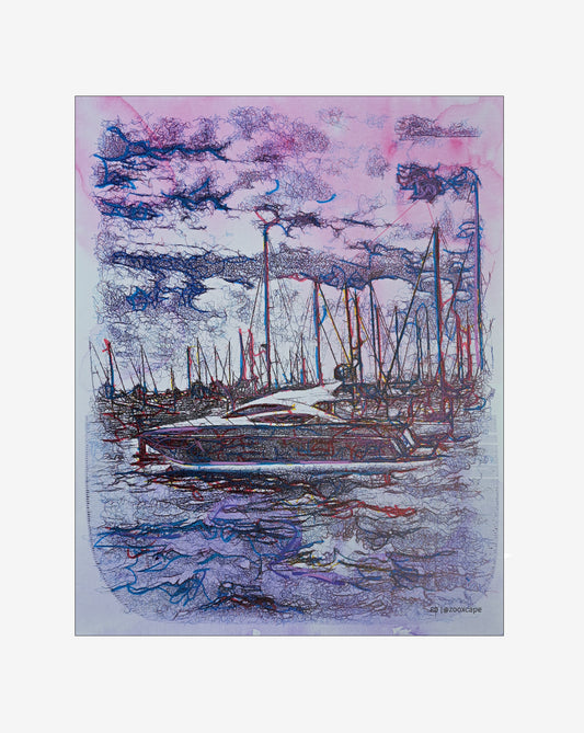 Harbor Scene Cal | 16"x20" | Canvas art