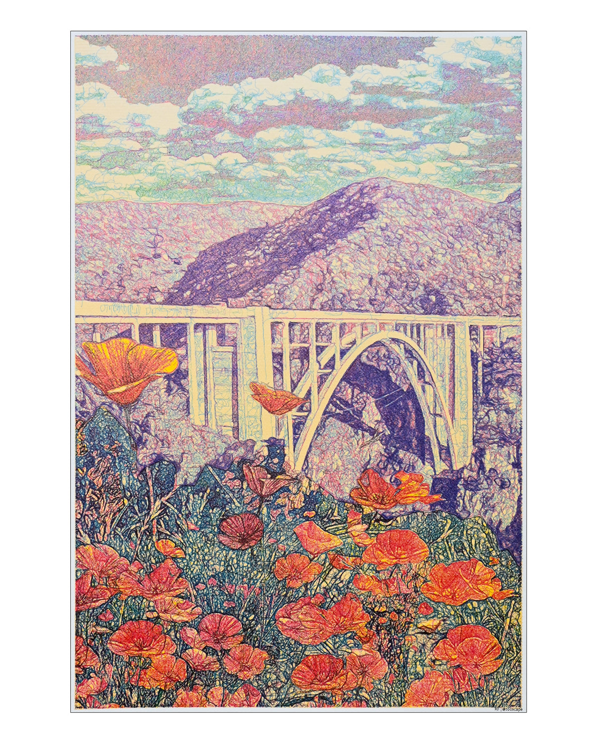 Bixby and poppy | 16" x 24"