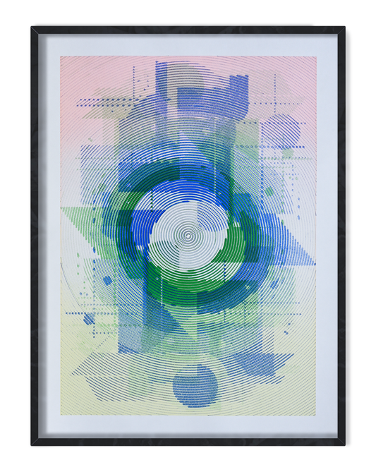 Abstract geometric line art symbolizing perception and depth –pen plotter art, generative art prints, algorithmic art
