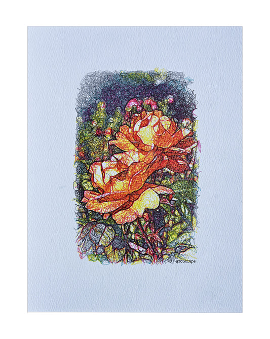Floral Impression 10 | Pen plotter art | 9" x 12"