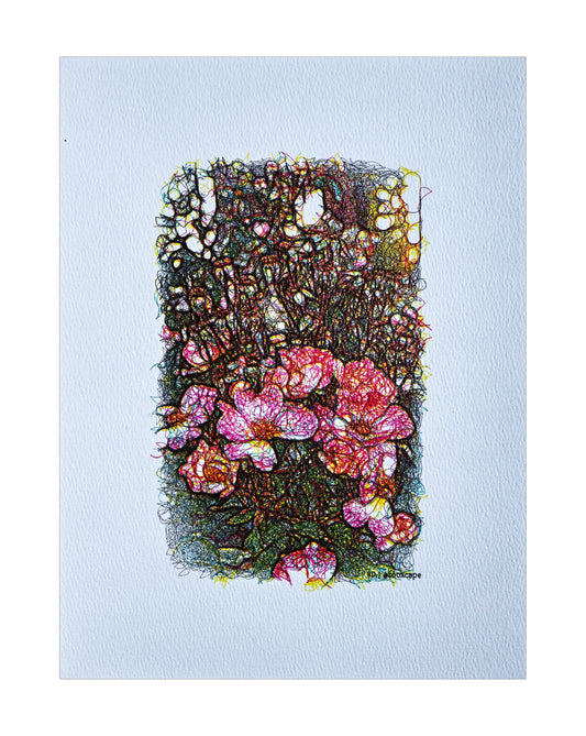 Floral Impression 14 | Pen plotter art | 9" x 12"