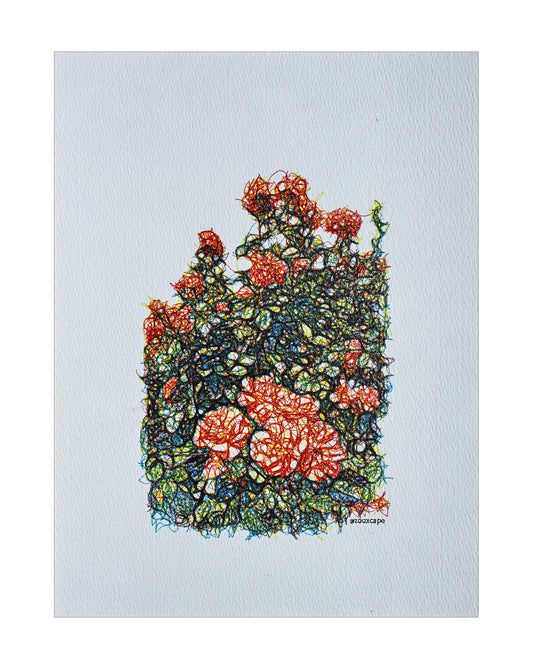 Floral Impression 16 | Pen plotter art | 9" x 12"