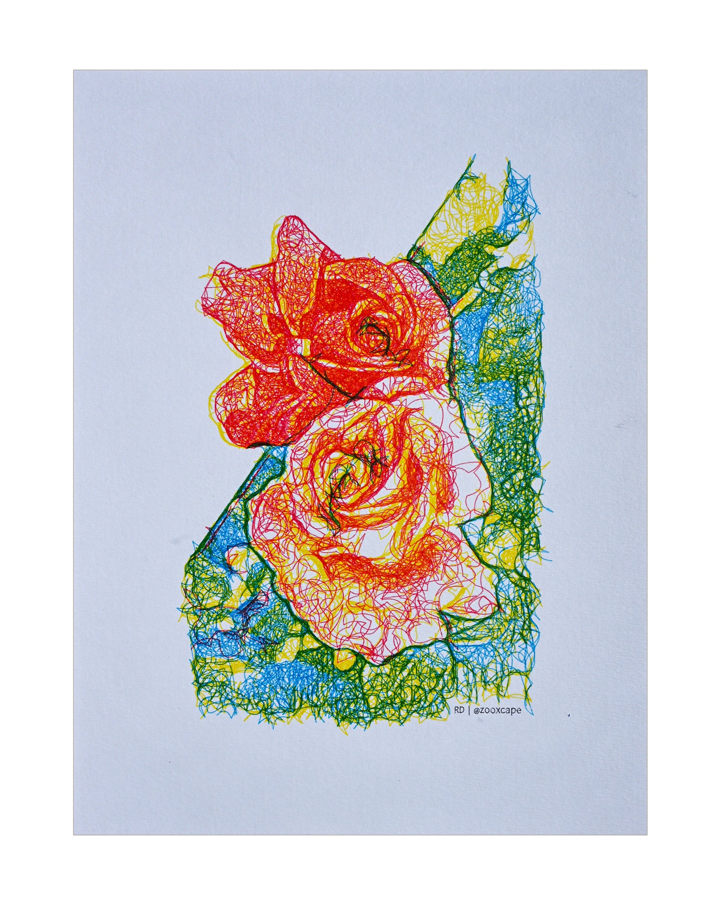 Floral Impression 17 | Pen plotter art | 9" x 12"