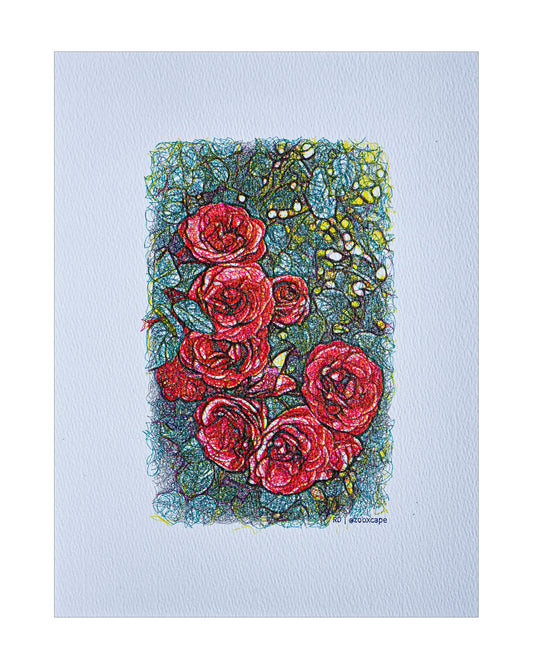 Floral Impression 7 | Pen plotter art | 9" x 12"