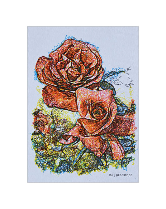 Flowers in Bloom 1 | Pen Plotter Art | 5" x 7"