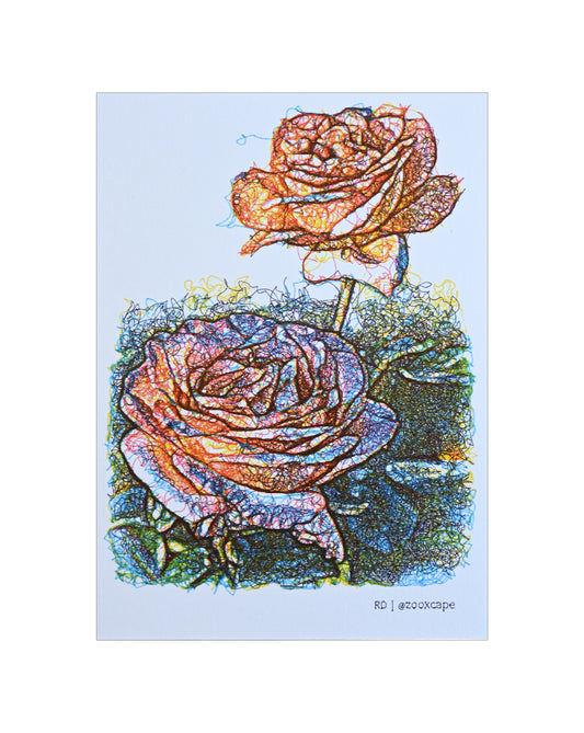 Flowers in Bloom 12 | Pen plotter art art | 5" x 7"