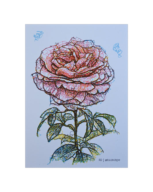 Flowers in Bloom 14 | Pen plotter art | 5" x 7"