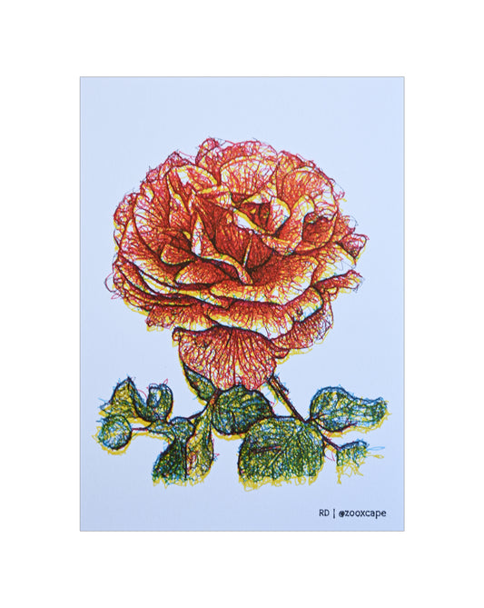 Flowers in Bloom 18 | Pen plotter art | 5" x 7"