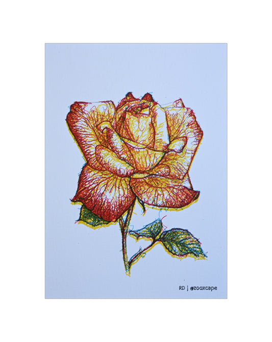Flowers in Bloom 19 | Pen plotter art | 5" x 7"