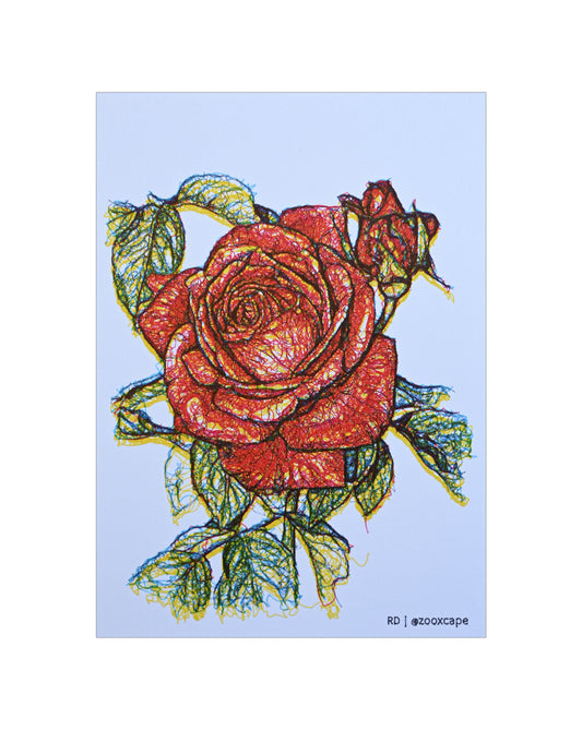 Flowers in Bloom 21 | Pen plotter art | 5" x 7"