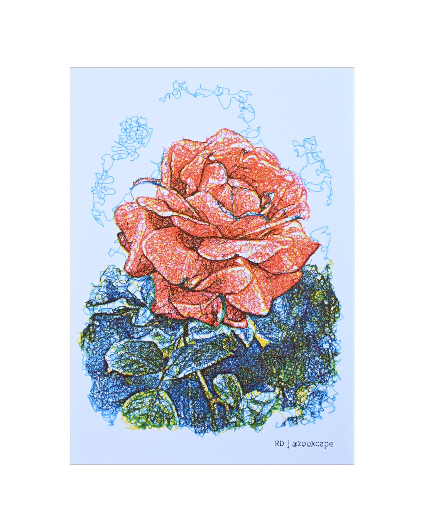 Flowers in Bloom 25 | Pen plotter art | 5" x 7"