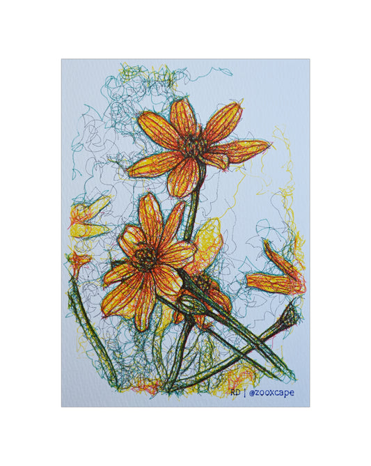Flowers in Bloom 36 | Pen plotter art | 5" x 7"