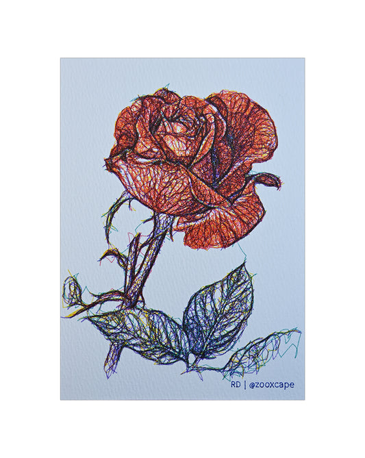 Flowers in Bloom 41 | Pen plotter art | 5" x 7"