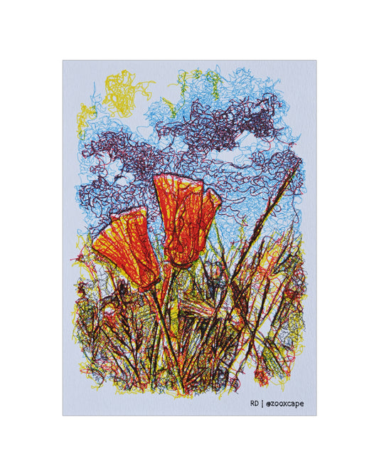 Flowers in Bloom 5 | Pen plotter Art | 5" x 7"