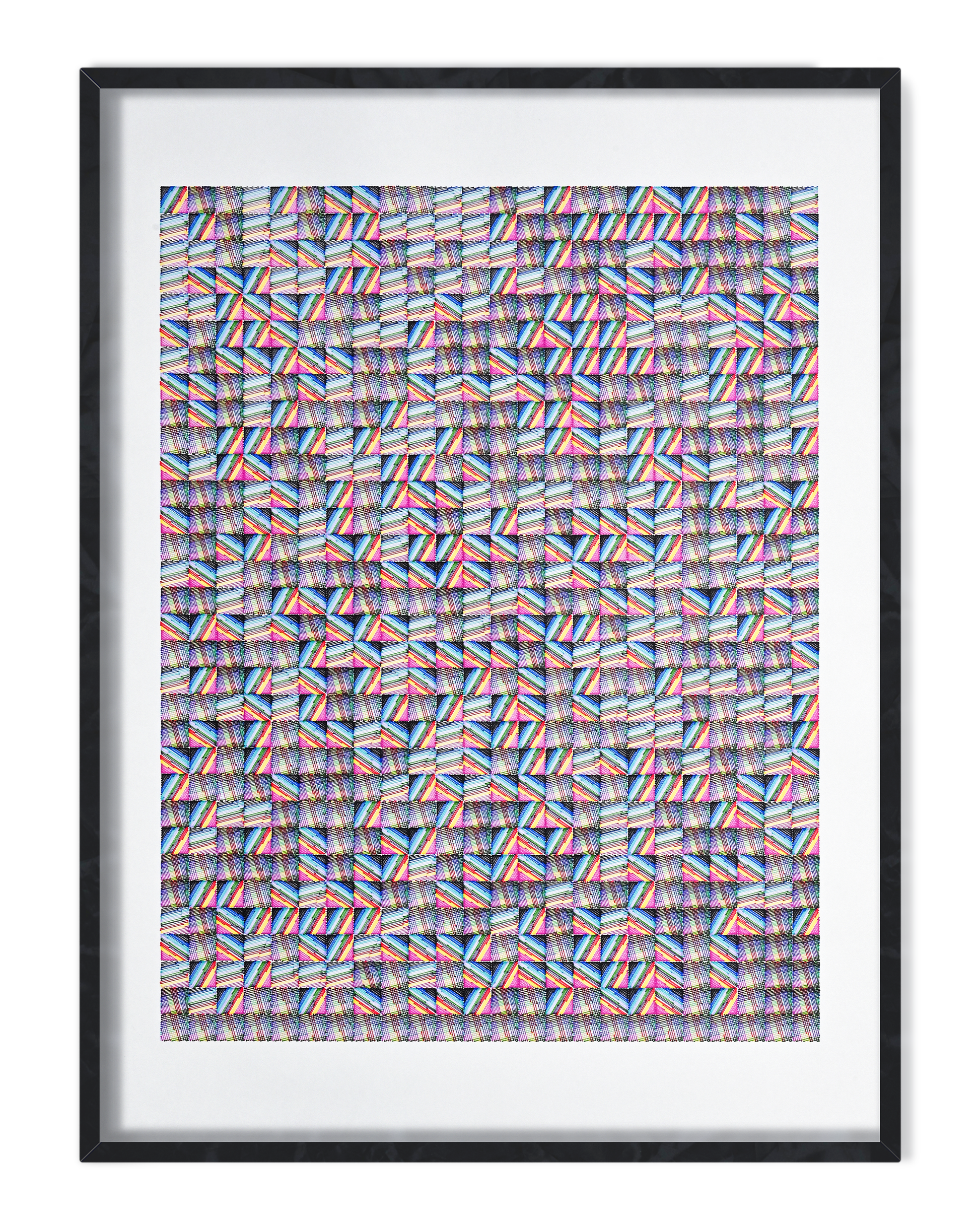 Machine-drawn twisting geometric line art – pen plotter art, generative art prints, algorithmic art,