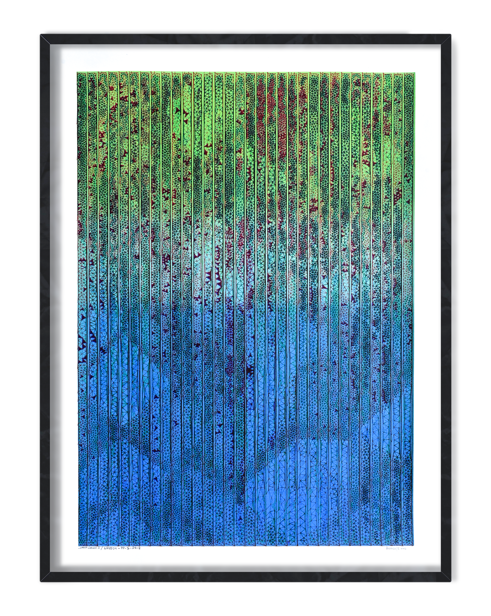 Geometric line art exploring grain texture and light – machine-drawn artwork- pen plotter art, generative art prints, algorithmic art