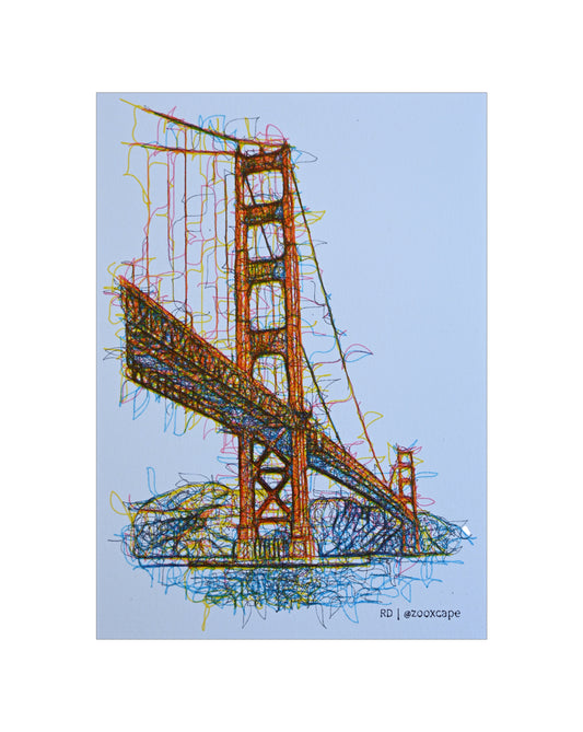 Golden Gate SF 1 | Pen plotter art | 5" x 7"
