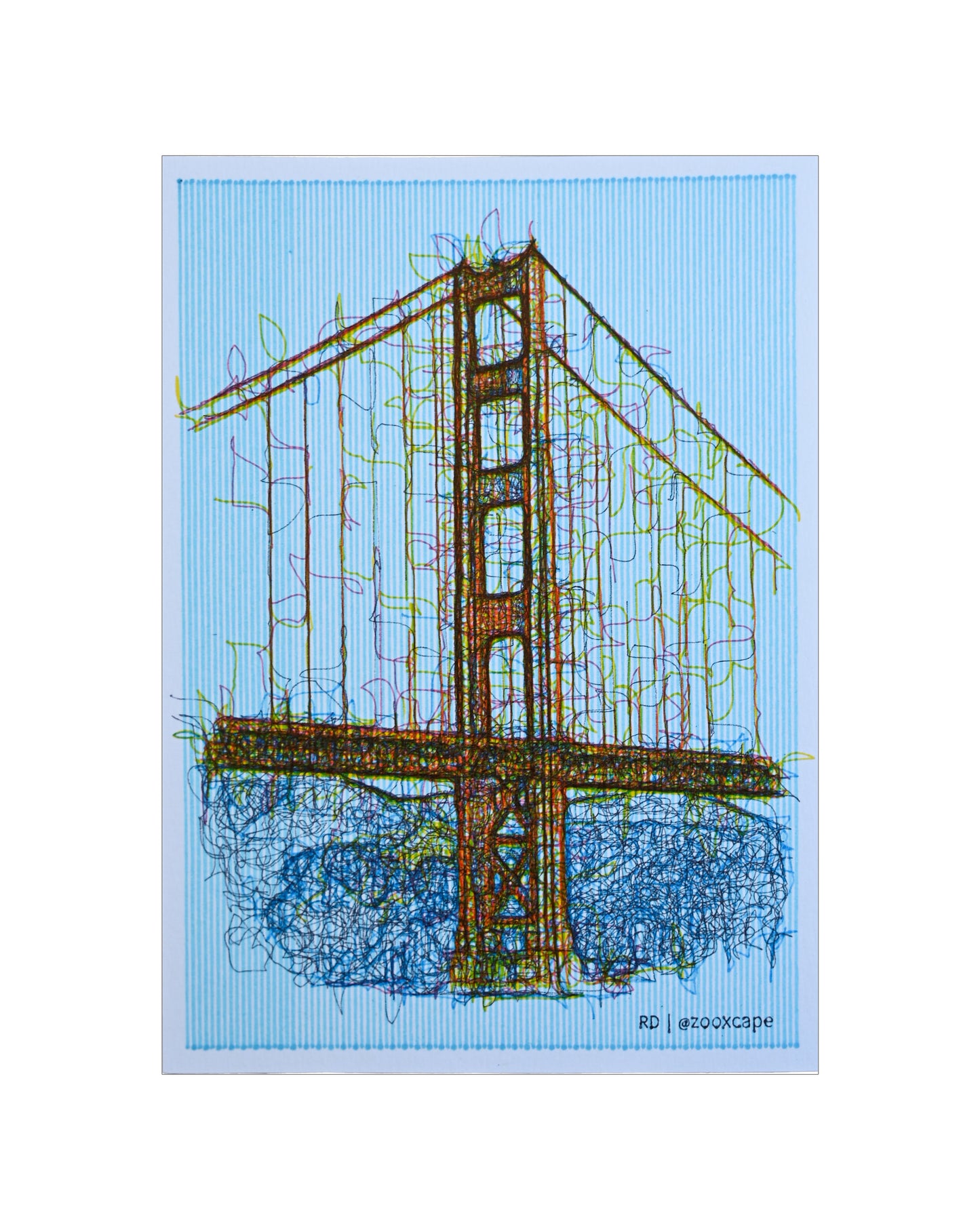 Golden Gate SF 2 | Pen plotter art | 5" x 7"