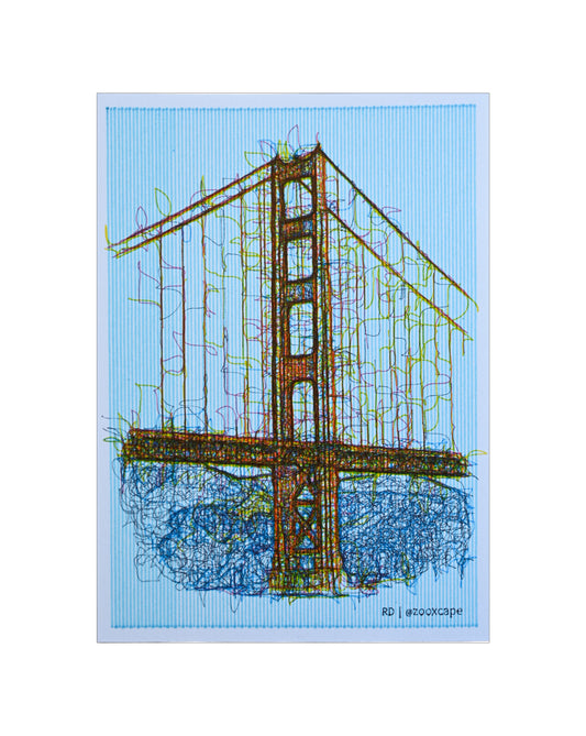 Golden Gate SF 2 | Pen plotter art | 5" x 7"